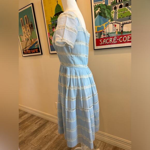 Vintage L'aiglon Blue Dress - Size 4/6 - Picture 6 of 10
